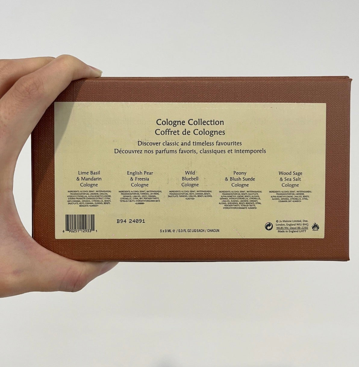 JO MALONE COLOGNE
COLLECTION BROWN BOX SET (5X9ML) WITH PAPER BAG &
RIBBON